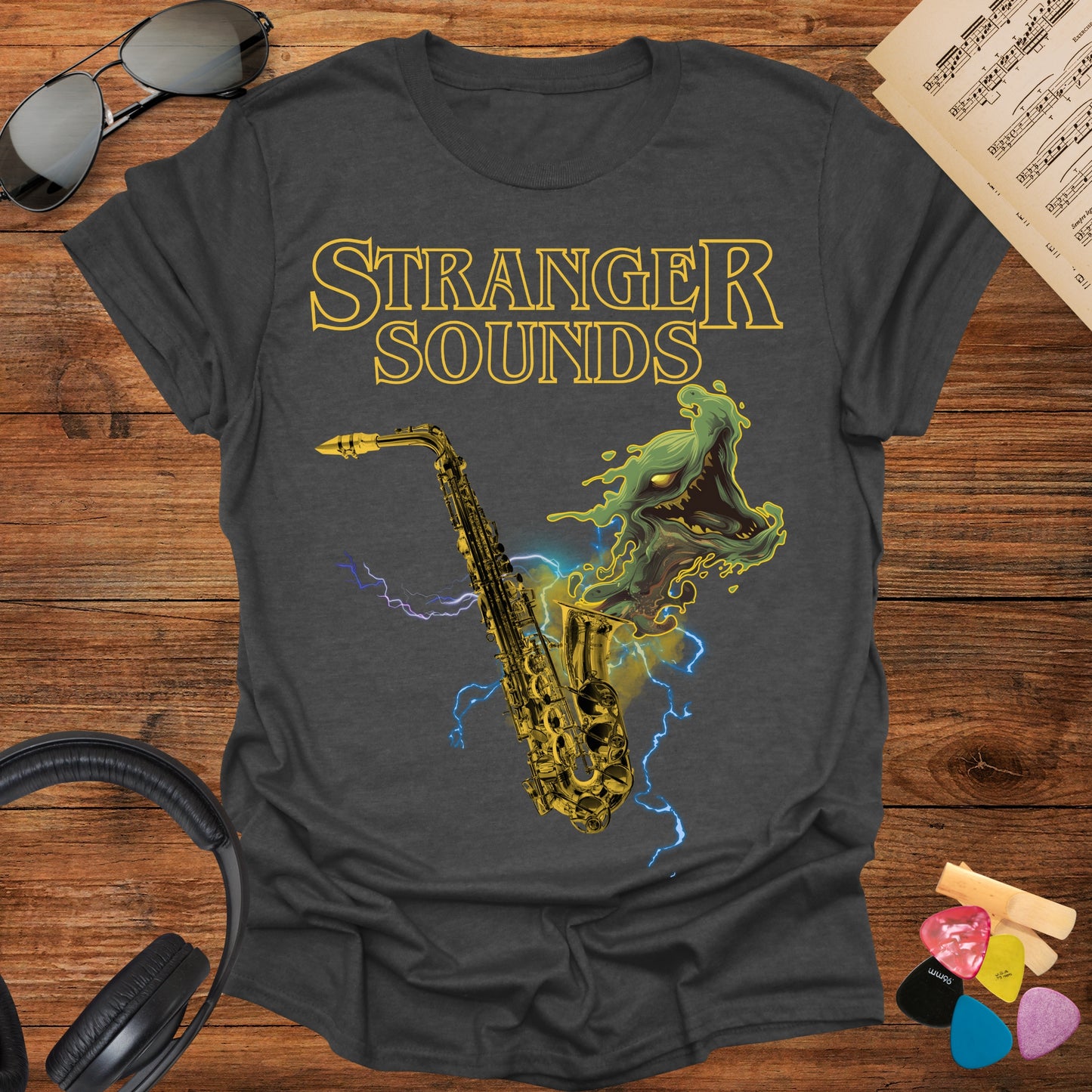 Stranger Sounds Saxophone T-Shirt