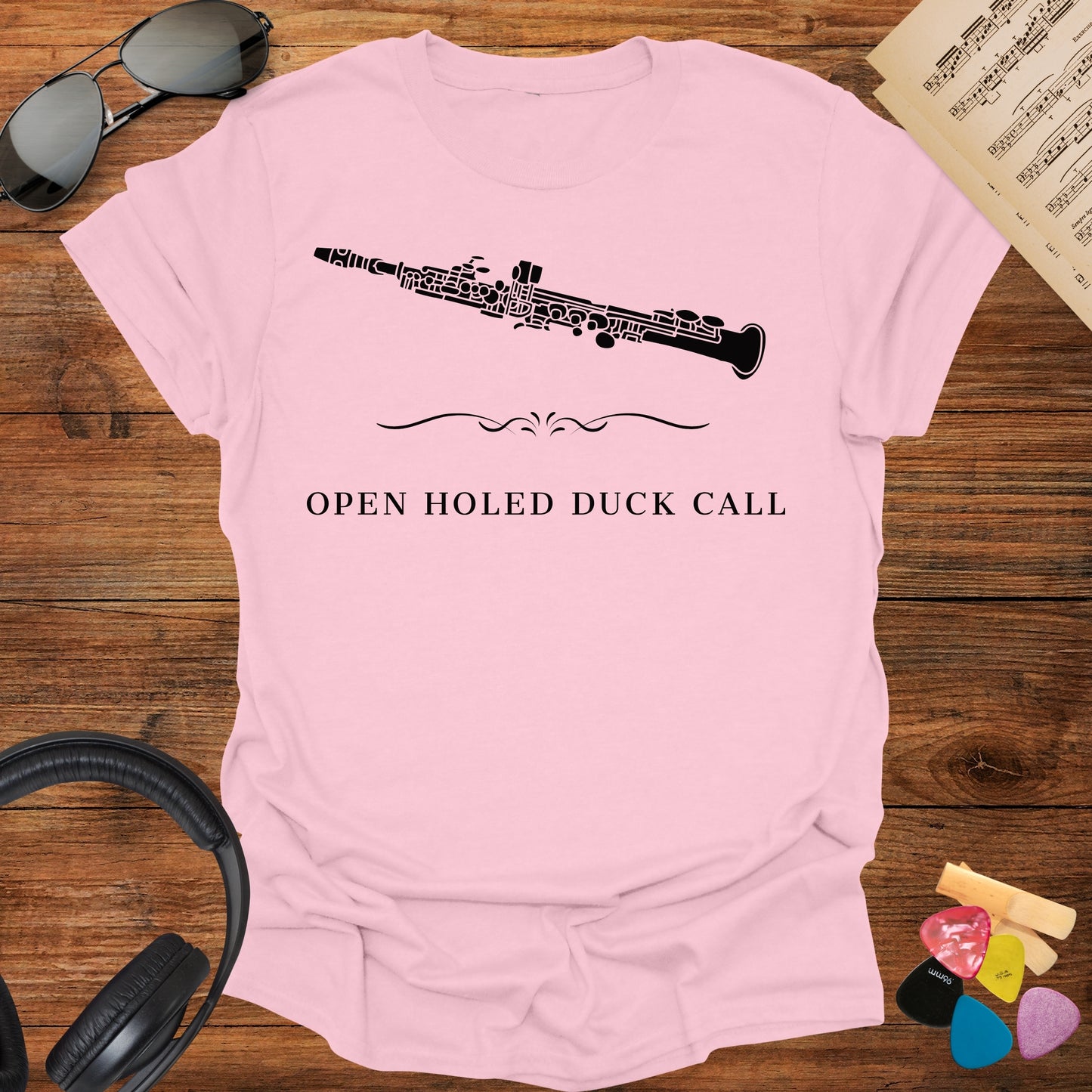 Open Holed Duck Call Clarinet T-Shirt